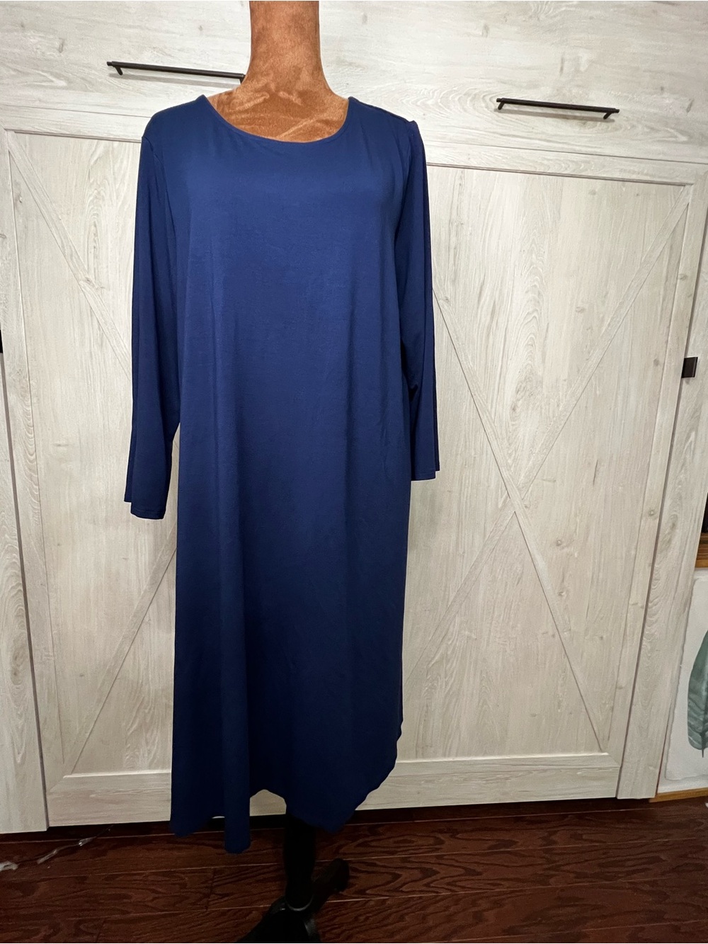 J. Jill Navy Long-Sleeve Midi Dress